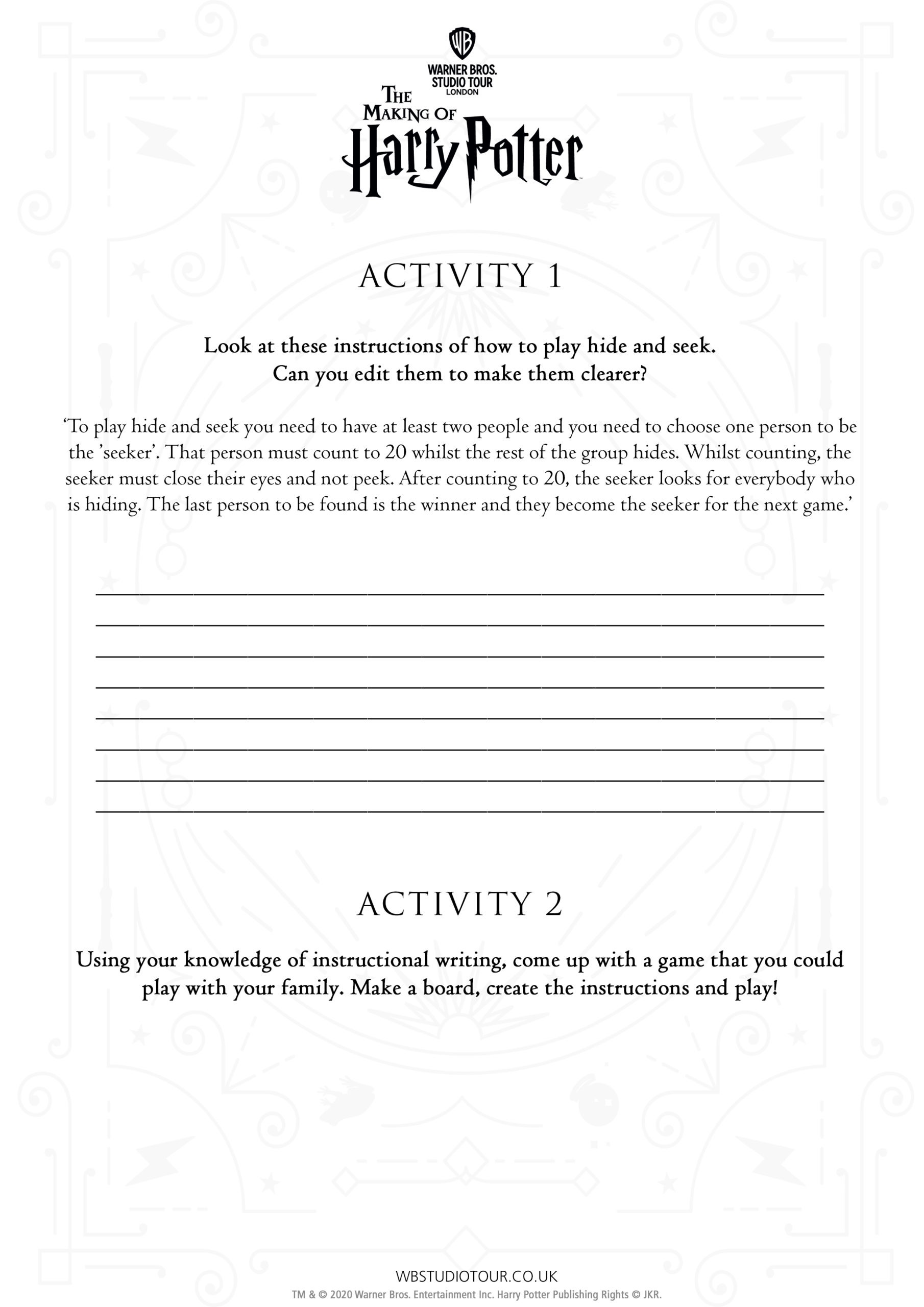 Instructional Writing activity worksheets page 2 - Studio Tour at Home