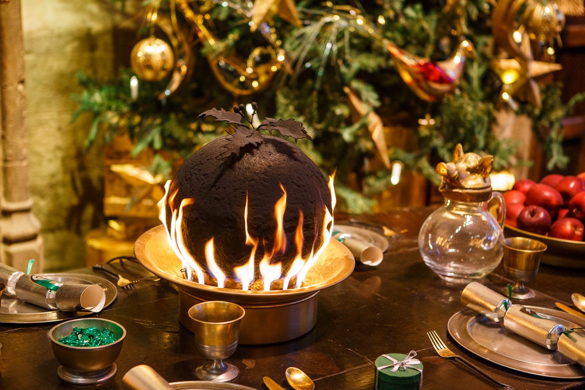 Flaming Christmas Pudding in the Great Hall
