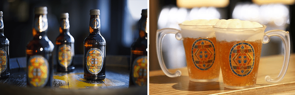 Bottled Butterbeer and Butterbeer tankard at the Studio Tour 