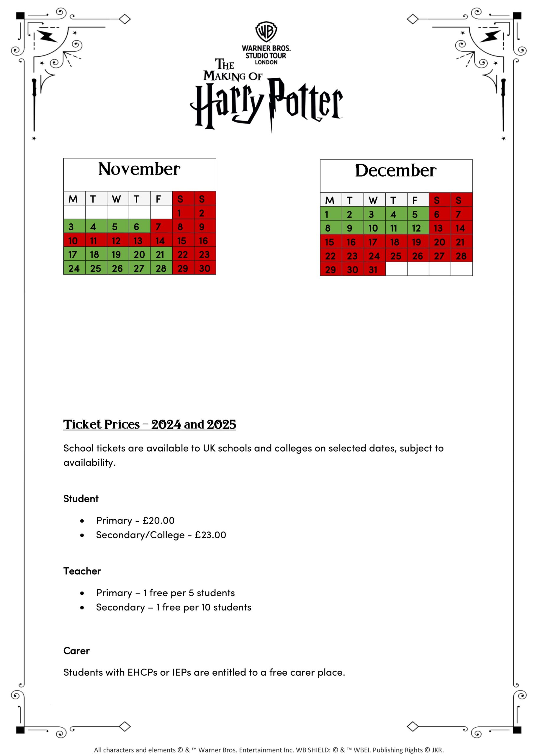 Risk Assessment for School Visits page 1 - Studio Tour