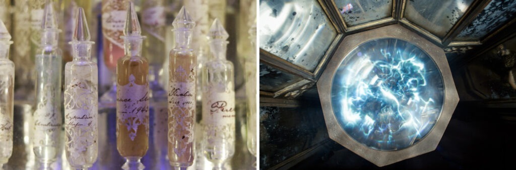 Dumbledore's memory cabinet and Pensieve at Warner Bros. Studio Tour London.