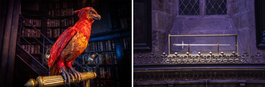 Fawkes and the Sword of Gryffindor at Warner Bros. Studio Tour London.