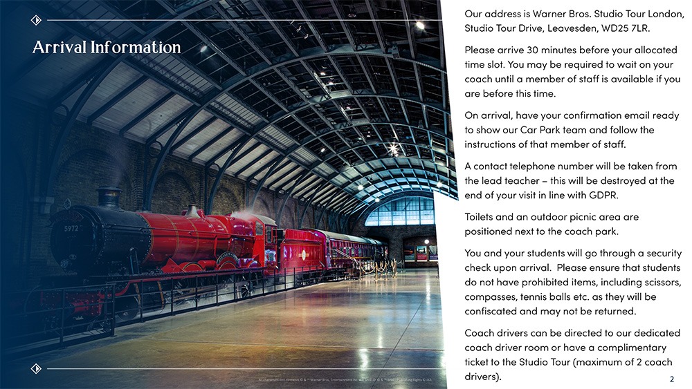 School Visit Information page 1 - Studio Tour