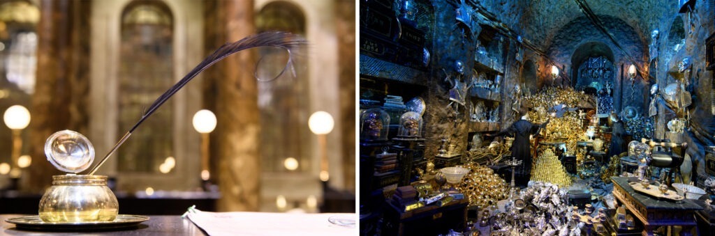 The Gringotts Wizarding Bank and Lestrange vault sets at Warner Bros. Studio Tour London.