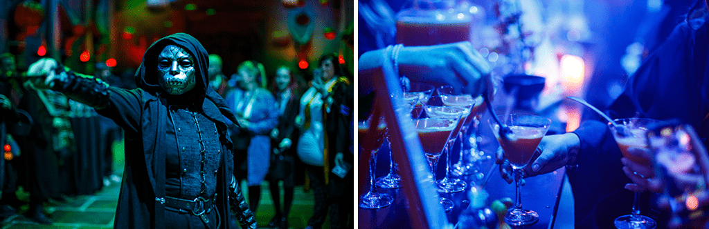 Death Eaters and mocktails during the Nox event at Warner Bros. Studio Tour London.