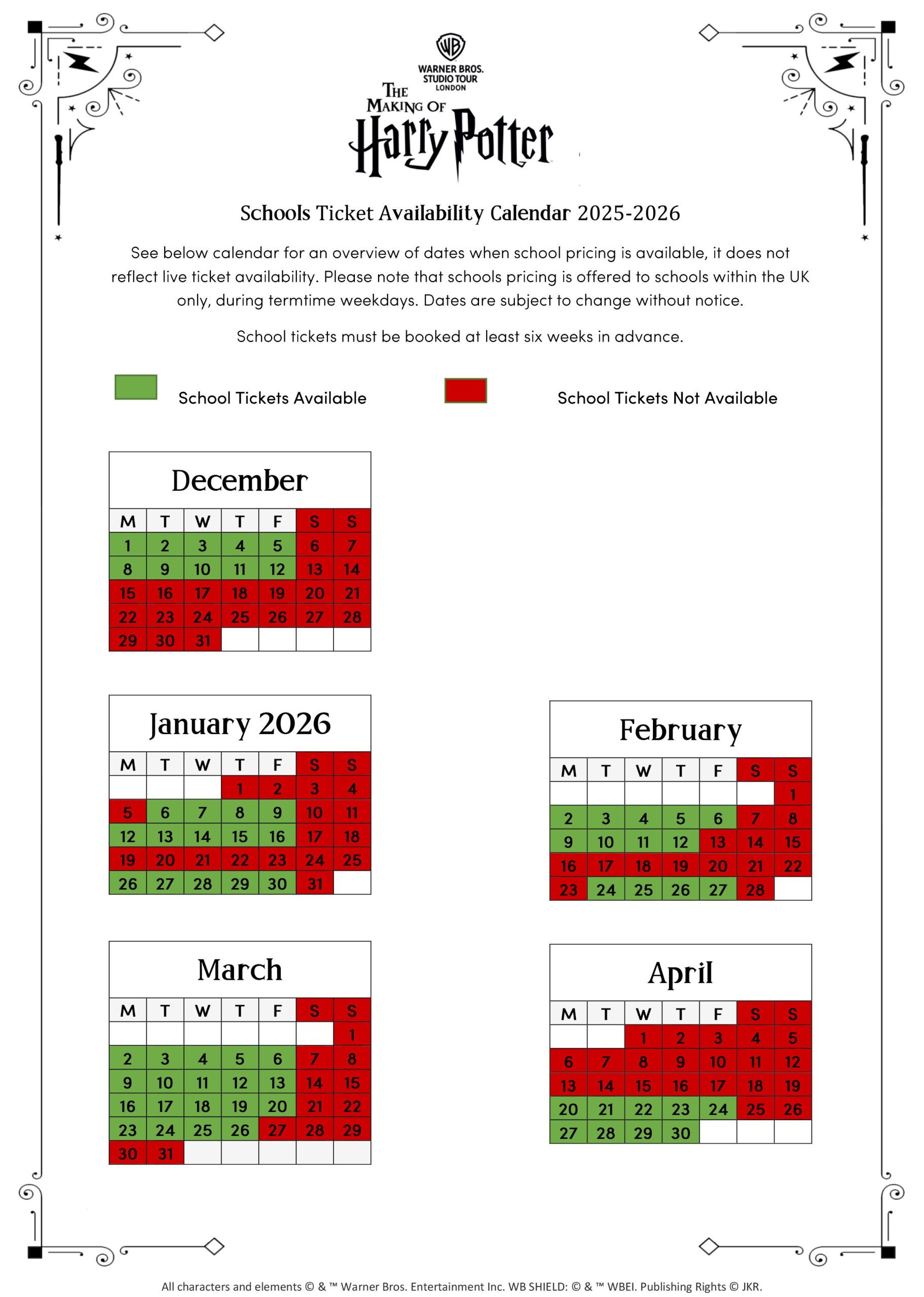 Risk Assessment for School Visits page 1 - Studio Tour